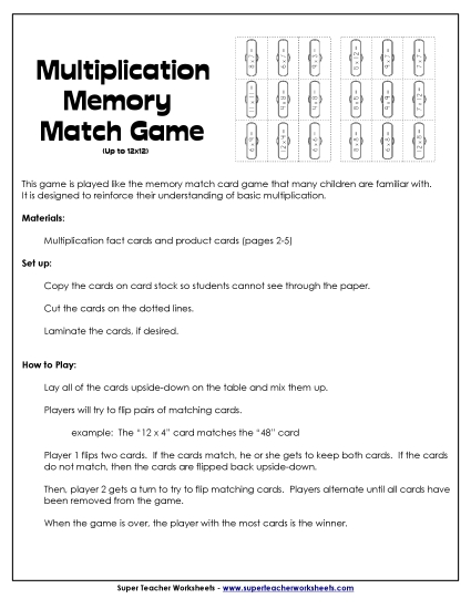 Multiplication Memory Match<br>(Up to 12s)