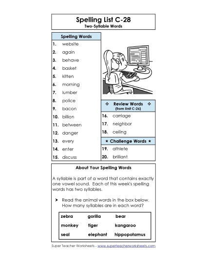 Spelling List C-28