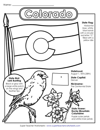 Colorado Symbols Coloring Page