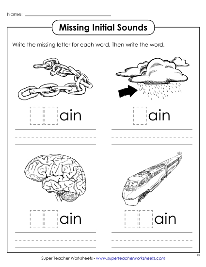 Missing Initial Sounds (-ain)
