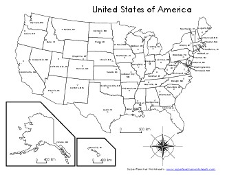 Map of United States Capitals 4th Grade Social Studies Worksheet
