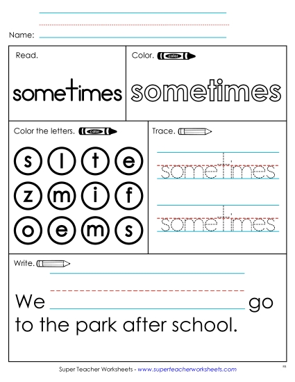Worksheet 1: Sometimes