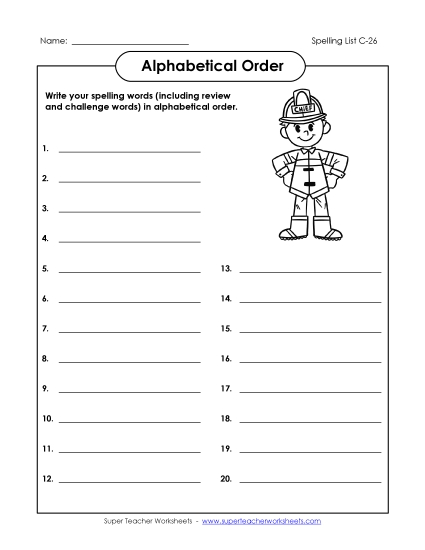 ABC Order: Write List (C-26)