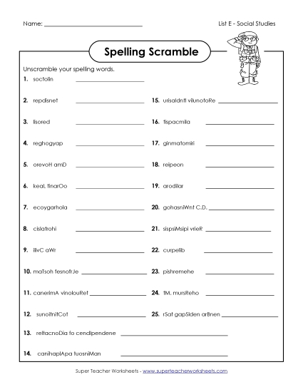 Unscramble the Spelling Words