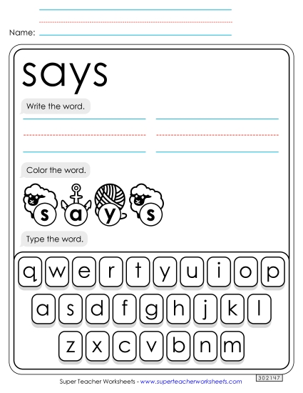 Write, Color, Type: Says