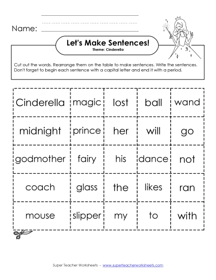 Sentence Cards: Cinderella