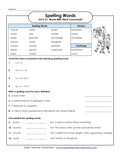Spelling Question Worksheet (D-21)