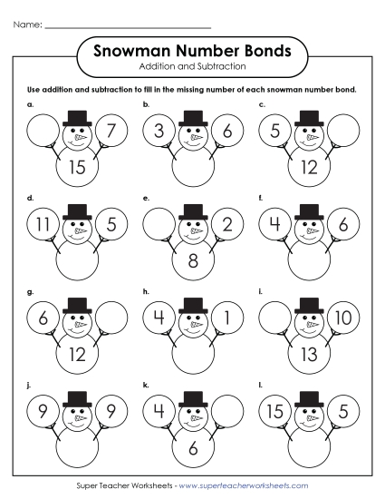 Snowmen Number Bonds