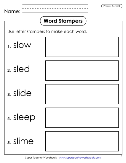 Letter Stampers (Sl- Words) 