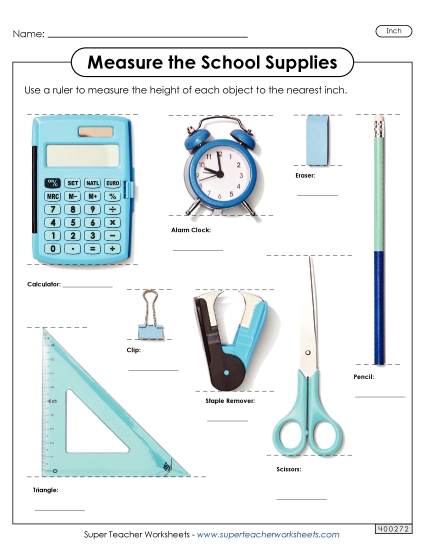 Measure the School Supplies (Nearest Inch)