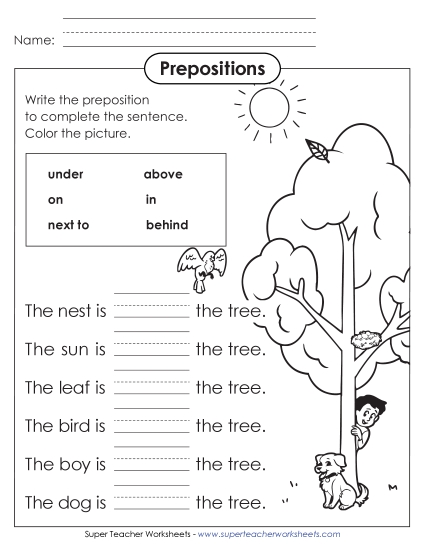 Complete the Sentences (Prepositions)