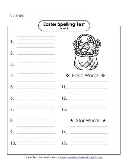Spelling Test (B-Easter) 