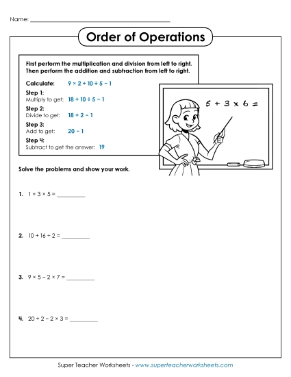 Order of Operations with Example<br>(Basic: No Parentheses)