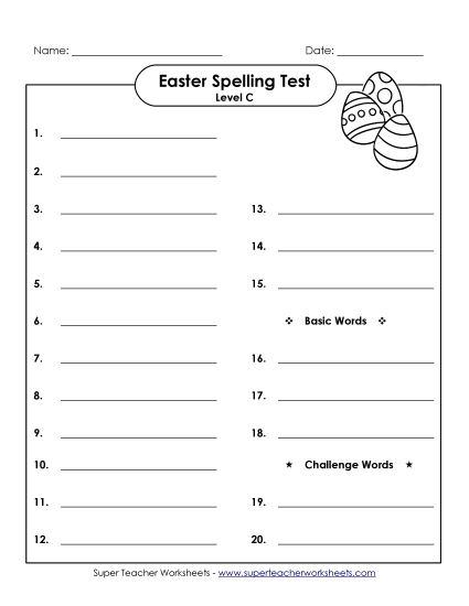 Spelling Test (C-Easter) 