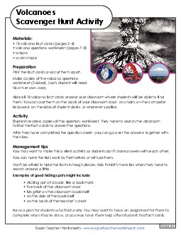 Volcano Scavenger Hunt 3rd Grade Science Worksheet