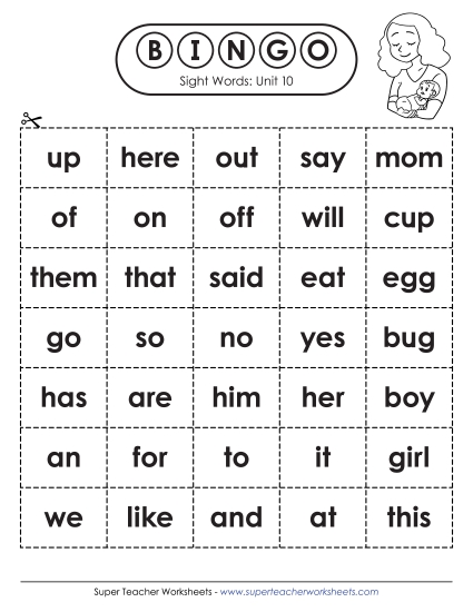 Sight Word Bingo (Unit 10)