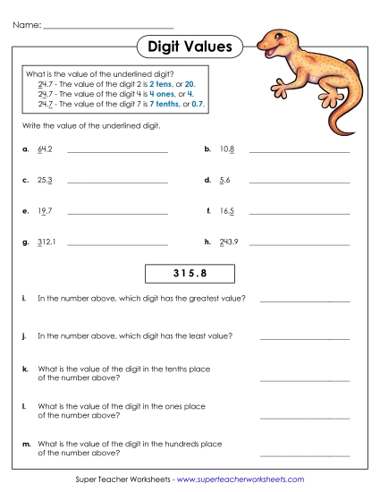 Digit Values (Tenths)
