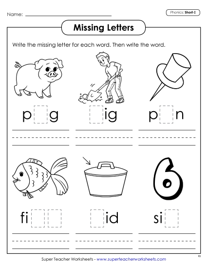 Missing Letters (Short I)