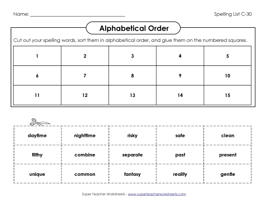 ABC Order: Cut and Glue (C-30)