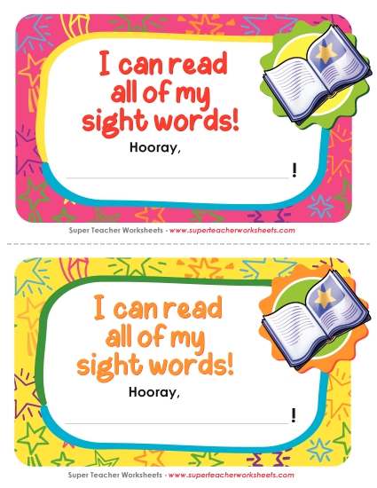 I know my sight words!