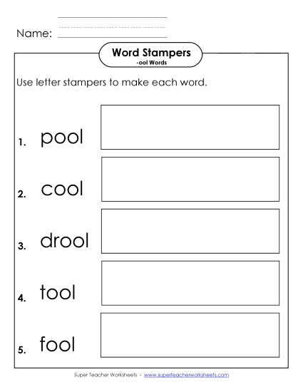 Letter Stamper Activity (-ool Words) 