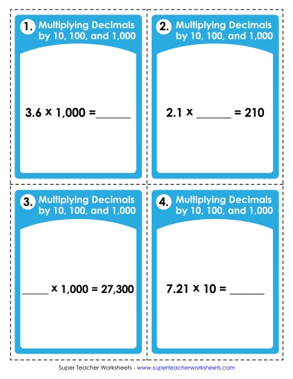 Multiplying Decimals by 10, 100, and 1,000 
