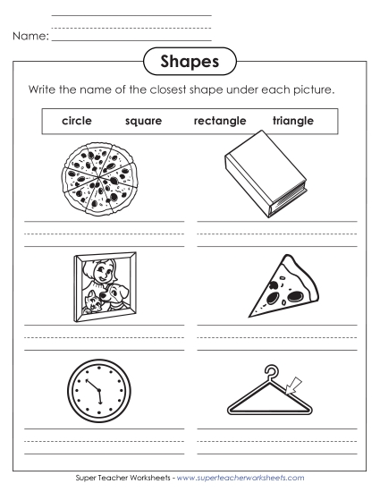 Identify Shapes: Real-Life Objects Geometry Worksheet