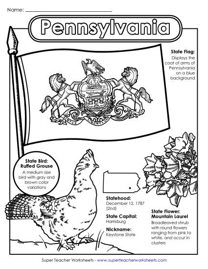 Pennsylvania State Symbols Coloring Page