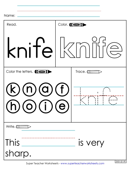 Worksheet 1: Knife