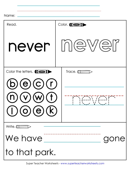 Worksheet 1: Never