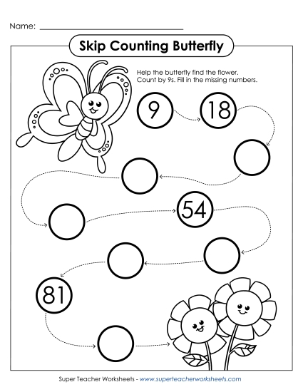 Skip Counting Butterfly (By 9s)