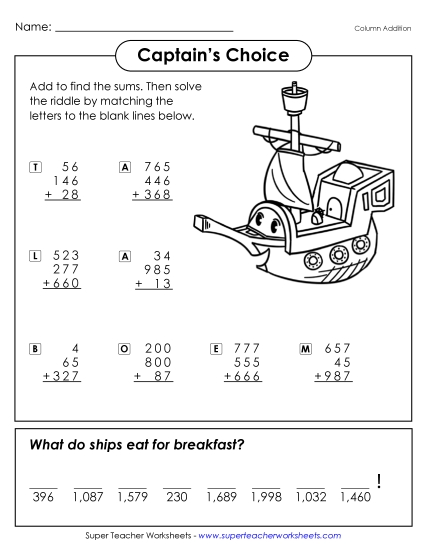 Math Riddle: Captain\'s Choice