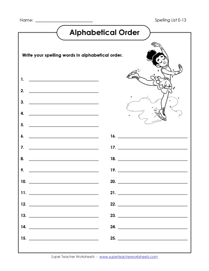 ABC Order: Write List (E-13)