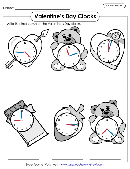 Valentine\'s Day Clocks - Nearest Minute