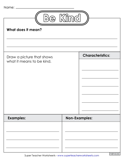 Be Kind Worksheet (Blank Anchor Chart)