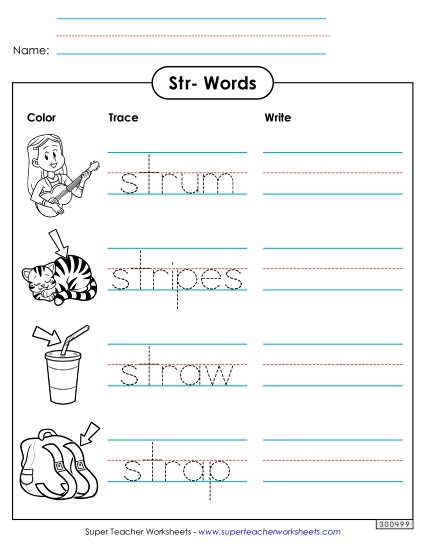 Trace and Write (Str- Words)