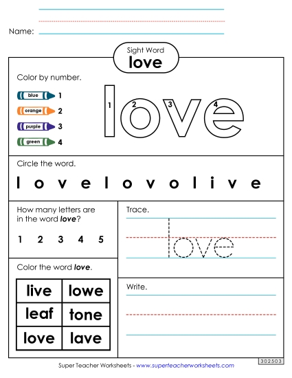 Worksheet 4: Love