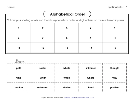 ABC Order: Cut-and-Glue (C-17)