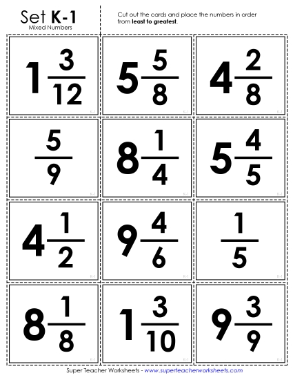 Card Sort: Ordering Mixed Numbers
