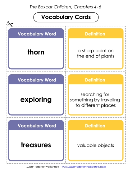 Vocabulary Cards for Chapters 4-6