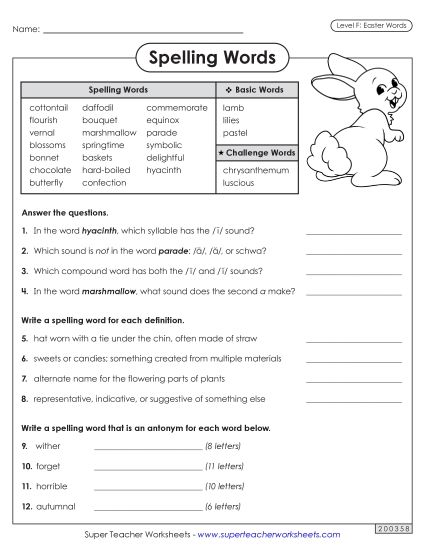 Question Worksheet (Easter) 