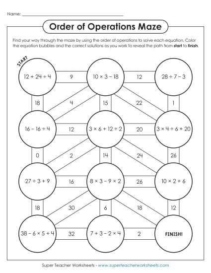 Puzzle: Order of Ops Maze