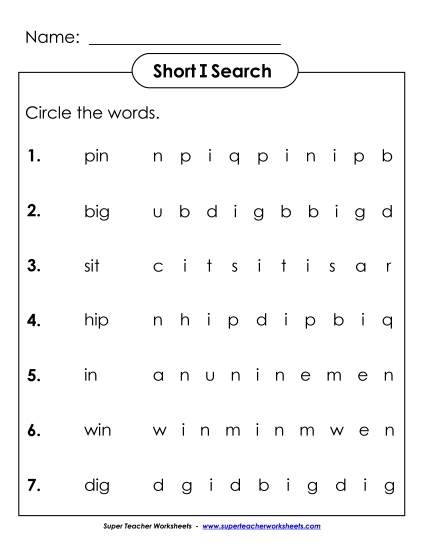 Short I: Horizontal Word Hunt