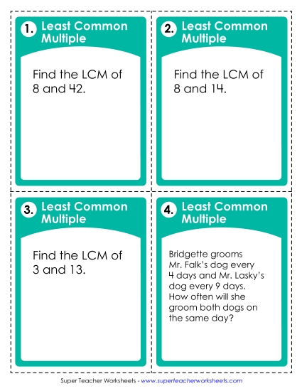 Task Cards: LCM