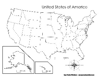 USA Blank Map 3rd Grade Social Studies Worksheet