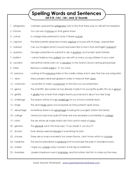 Spelling Sentences (E-8)