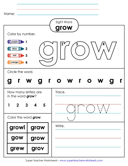 Worksheet 4: Grow