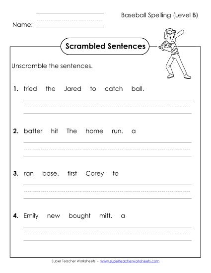Scrambled Sentences (B-Baseball) 