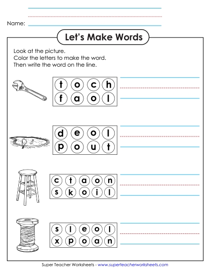 Color the Letters & Write (-ool)