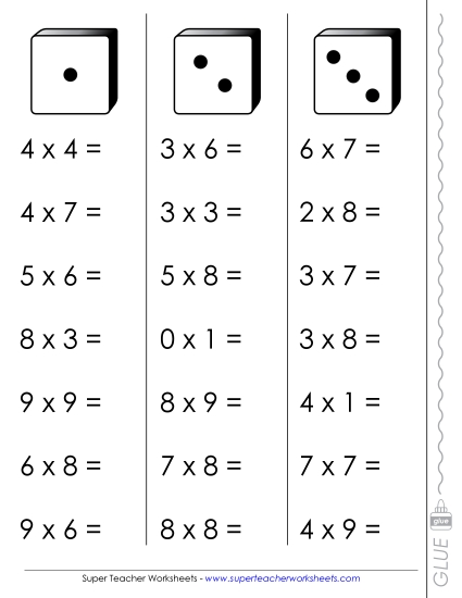 Multiplication Fluency Dice